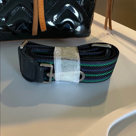 Consuela Black Patent Leather Bag with Tan and Green Accents - Picture 6 of 7